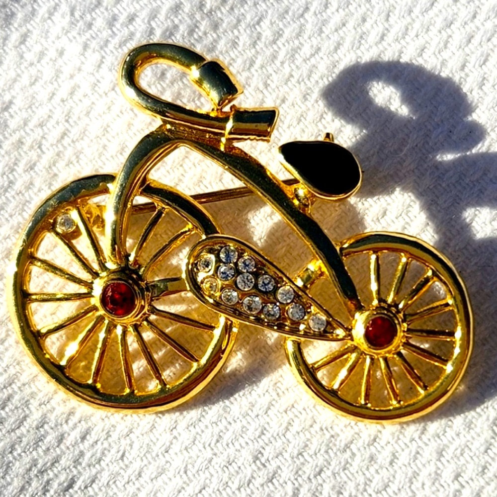 Vintage (NOS) Crystal Accent Bicycle Costume Brooch